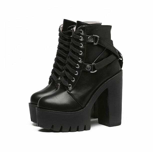 90s Grunge Style Platform Ankle Boots for Aesthetic Outfits