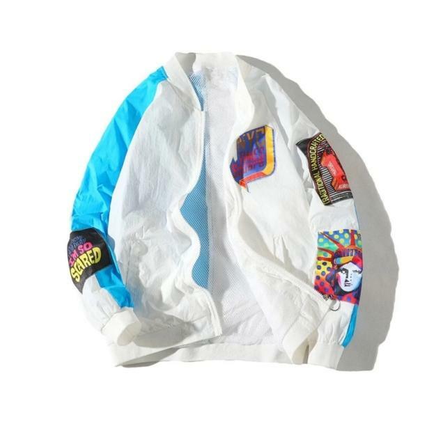 90's Vibes Grunge Style Windbreaker Jacket for Aesthetic Outfits