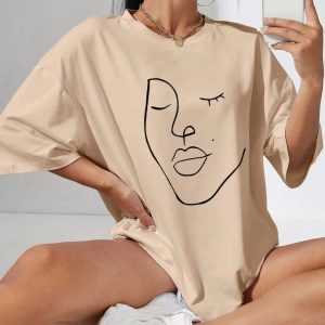 Abstract Woman Face Tee - Grunge Style Clothing for Aesthetic Outfits