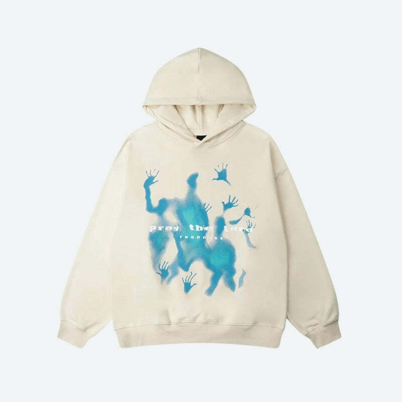 Blue Souls Grunge Style Cropped Hoodie - Aesthetic Soft Girl Fashion