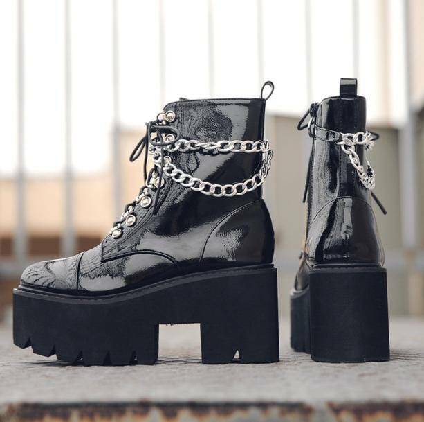 Chunky Chain Boots for Grunge Style, Aesthetic Outfits & Gothic Looks