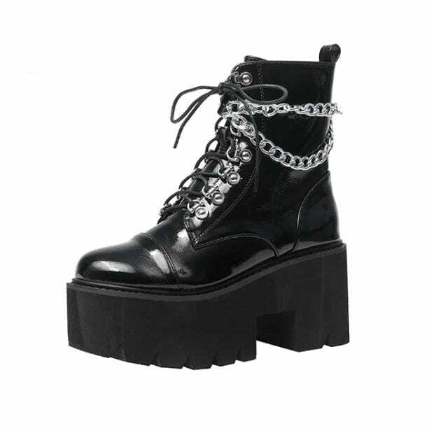 Chunky Chain Boots for Grunge Style, Aesthetic Outfits & Gothic Looks