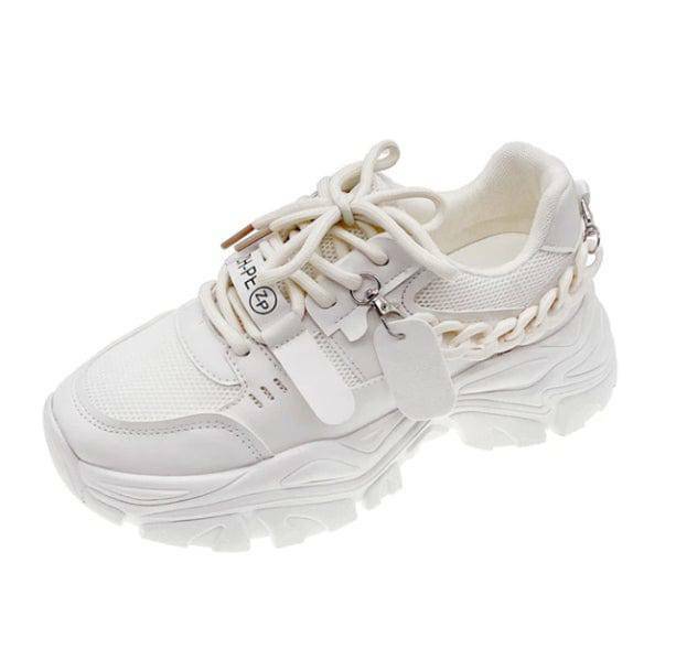 Chunky Sneakers with Chain - Grunge Style Footwear for Aesthetic Outfits