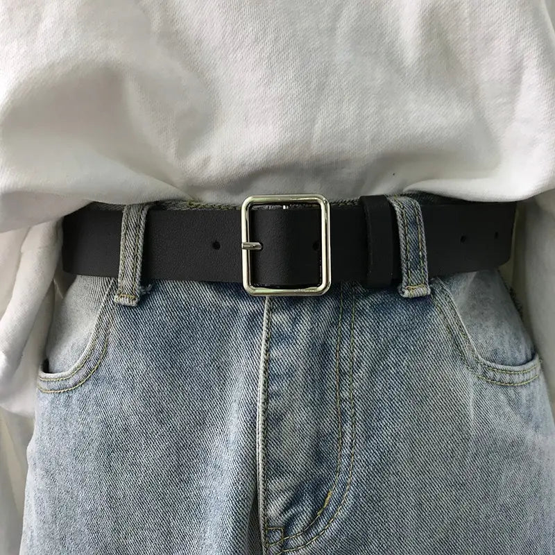 Classic Faux Leather Belt for Grunge Style & Aesthetic Outfits