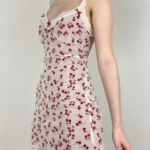 Coquette Cherry Mini Dress - Aesthetic Soft Girl Style with Gothic Flair