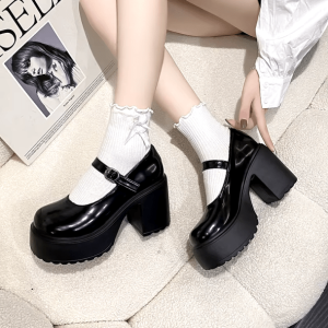 Coquette Chunky High Heels: Grunge Style Footwear for Aesthetic Outfits