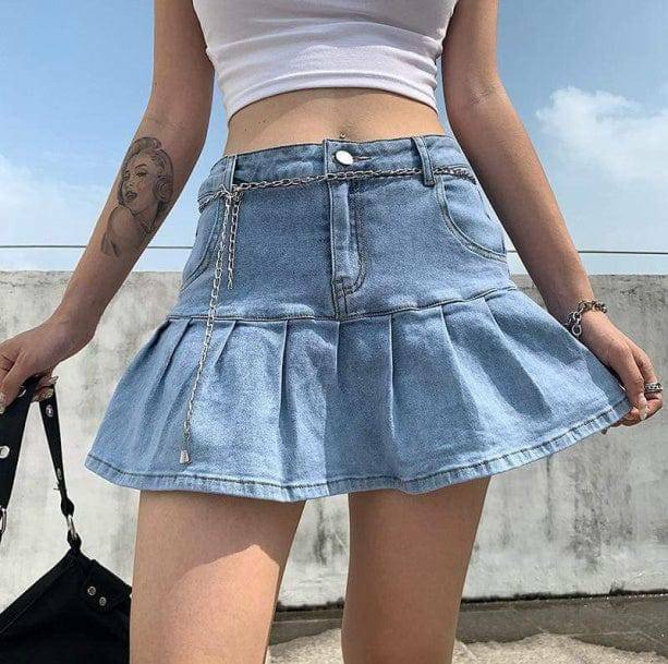 Coquette Denim Skirt: Grunge Style Clothing for Aesthetic Outfits