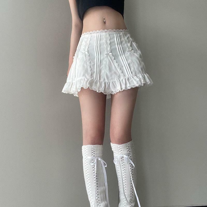 Coquette Frill Hem Mini Skirt - Aesthetic Soft Girl Style Clothing