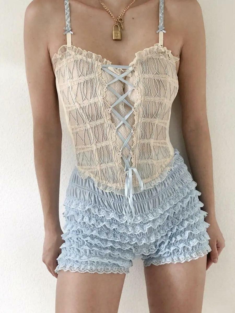 Coquette Lace Ruffled Shorts - Aesthetic Soft Girl Fashion Piece