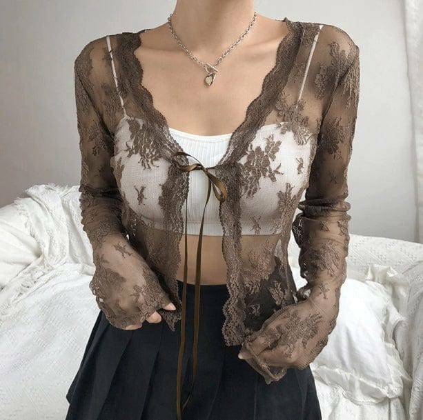 Coquette Sheer Top - Aesthetic Style for Soft Girl & Grunge Outfits