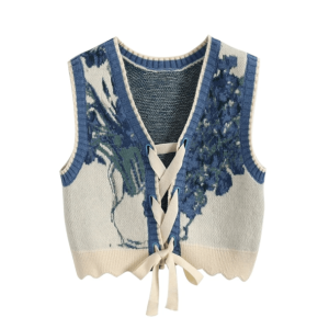 Cottagecore Cropped Sweater Vest - Aesthetic Grunge Style Clothing