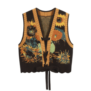 Cottagecore Cropped Sweater Vest - Aesthetic Grunge Style Clothing