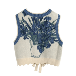 Cottagecore Cropped Sweater Vest - Aesthetic Grunge Style Clothing