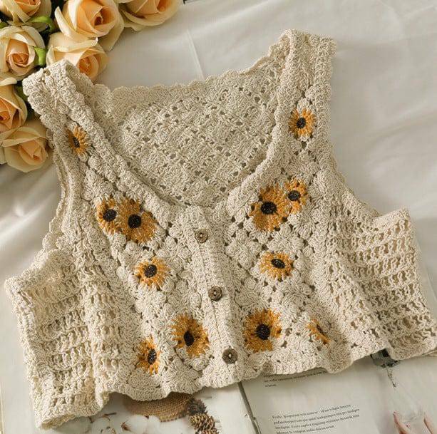 Cottagegore Grunge Style Cropped Sweater Vest - Aesthetic Outfit Essential