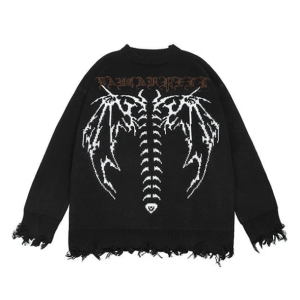 Cozy Knit Bat Wings Cropped Sweater Vest - Grunge & Aesthetic Style