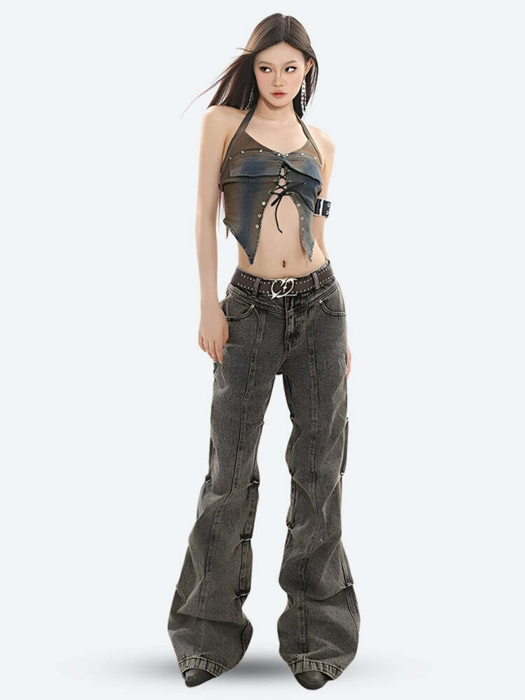 Cyberpunk Raver Jeans: Grunge Style Clothing for Aesthetic Outfits