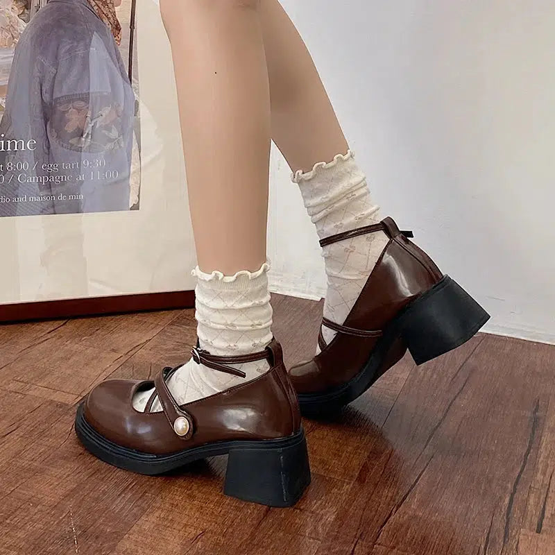 Dark Academia Mary Jane Shoes - Vintage Aesthetic Footwear for Style