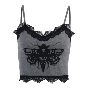 Death Moth Crop Top - Grunge Style Clothing for Aesthetic Outfits