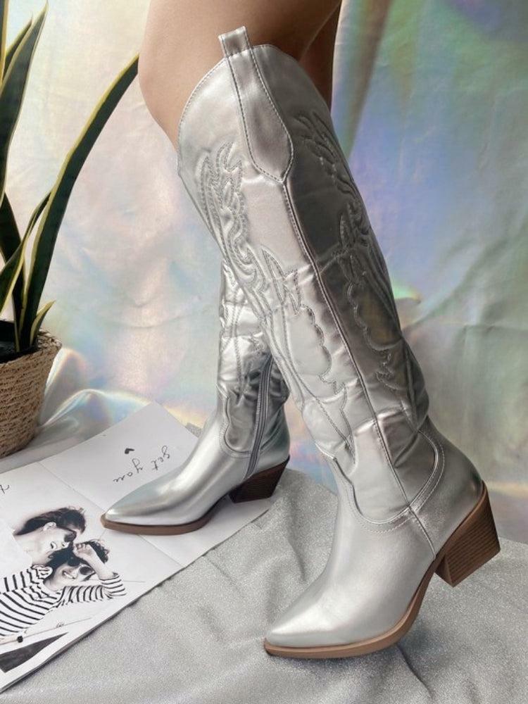 Disco Cowgirl Knee-High Boots: Grunge Style Meets Aesthetic Fashion