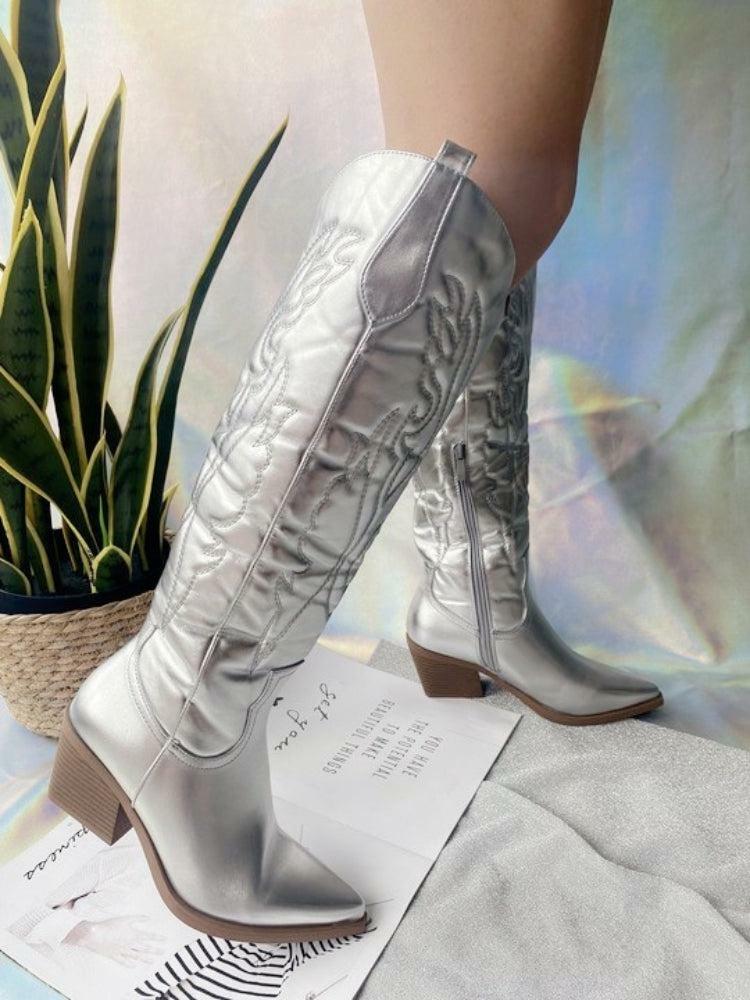 Disco Cowgirl Knee-High Boots: Grunge Style Meets Aesthetic Fashion