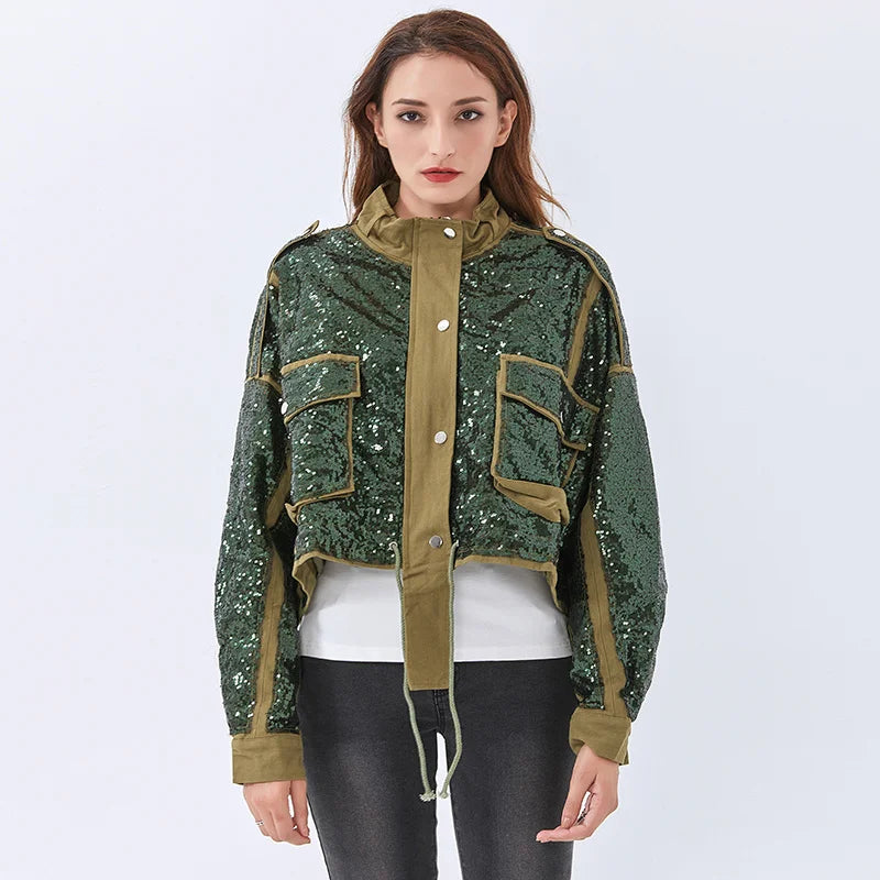 Disco Cowgirl Sequined Zip-Up Jacket - Grunge Style Aesthetic Fashion