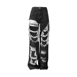 Distressed Black Jeans for Grunge Style Clothing & Aesthetic Outfits