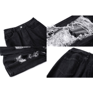 Distressed Black Jeans for Grunge Style Clothing & Aesthetic Outfits