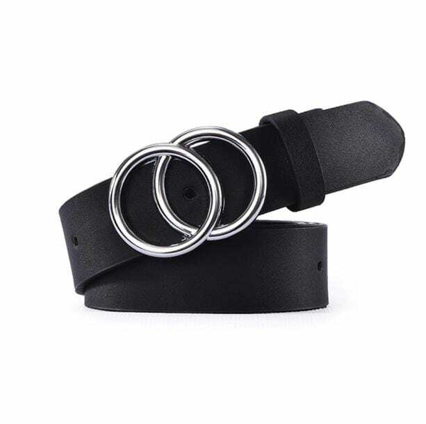 Double O-Buckle Belt for Grunge Style Clothing & Aesthetic Outfits