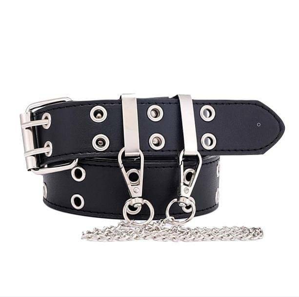 Edgy Double Hole Chain Belt for Grunge Style & Aesthetic Outfits