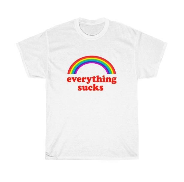 Everything Sucks Rainbow Graphic Tee - Grunge Style Aesthetic Top