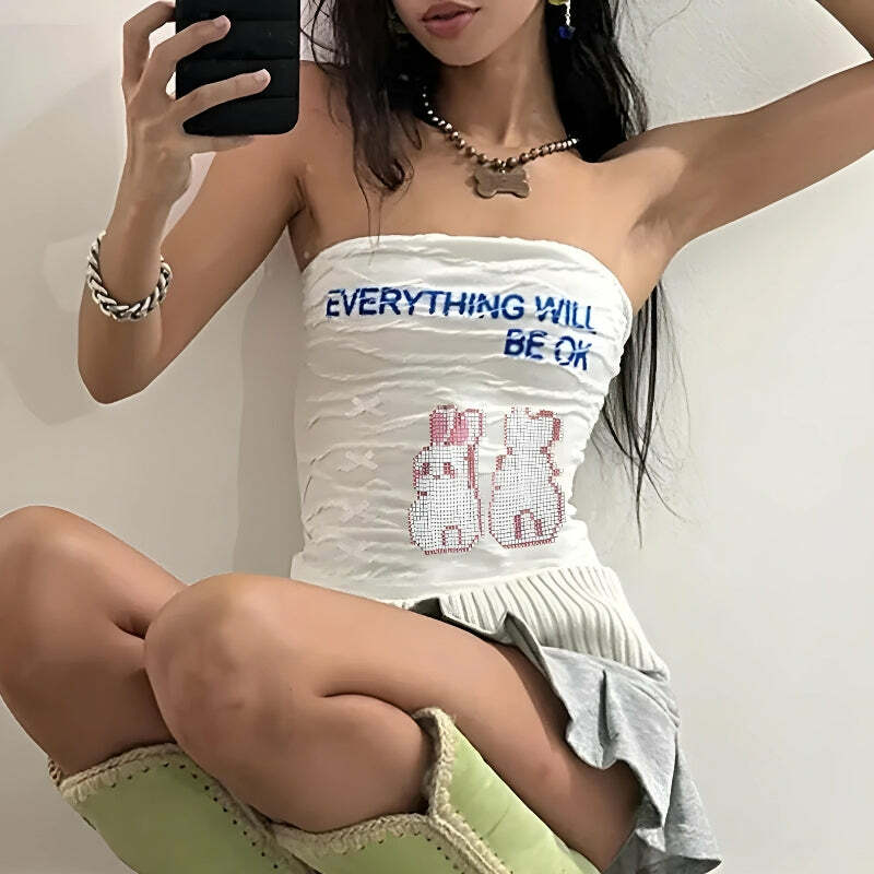 Everything Will Be Ok Tube Top - Grunge Style Clothing & Aesthetic Outfit