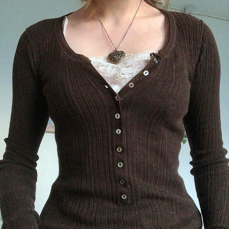 Fairy Grunge Button Front Top - Aesthetic Cropped Sweater Vest