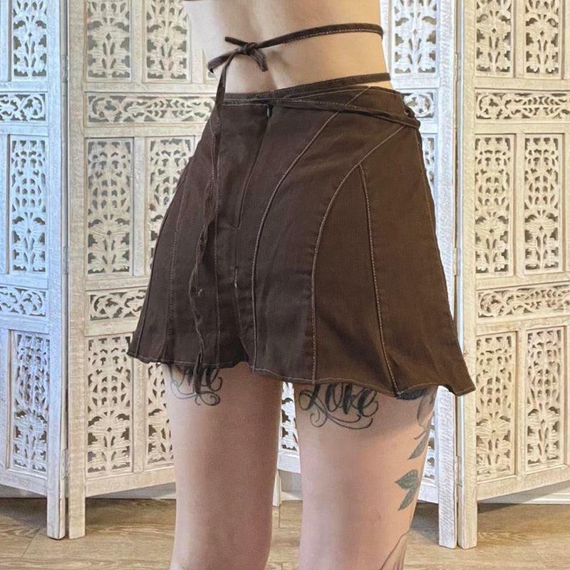 Fairy Grunge Lace-Up Mini Skort with Aesthetic Style and Soft Girl Vibes