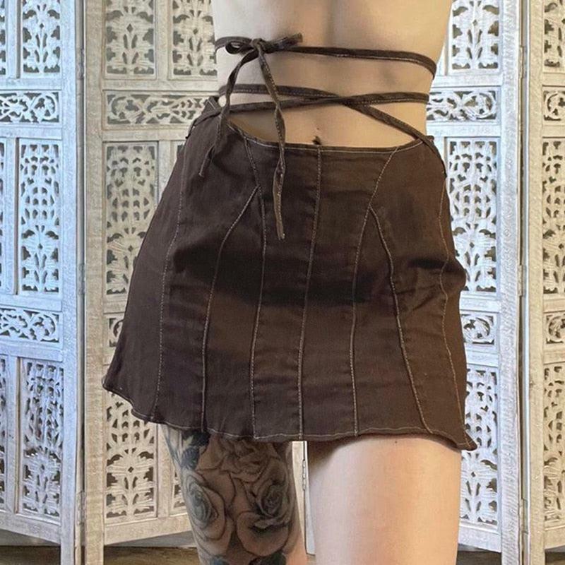 Fairy Grunge Lace-Up Mini Skort with Aesthetic Style and Soft Girl Vibes