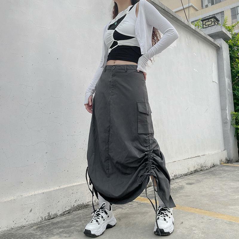 Fairy Grunge Parachute Maxi Skirt - Aesthetic Soft Girl Style Outfit