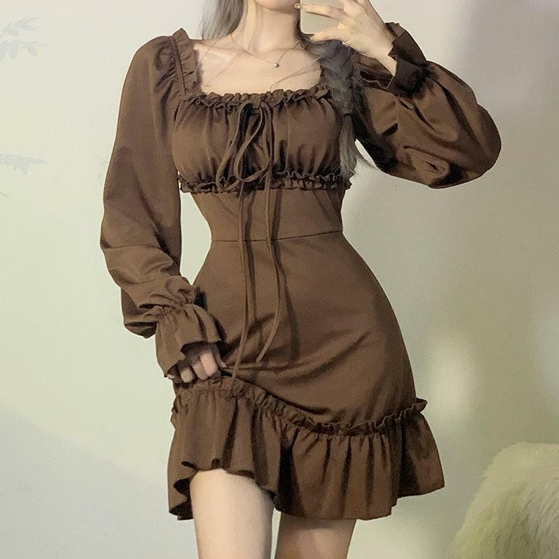 Fairy Grunge Ruffled Mini Dress - Aesthetic Soft Girl Style Outfit