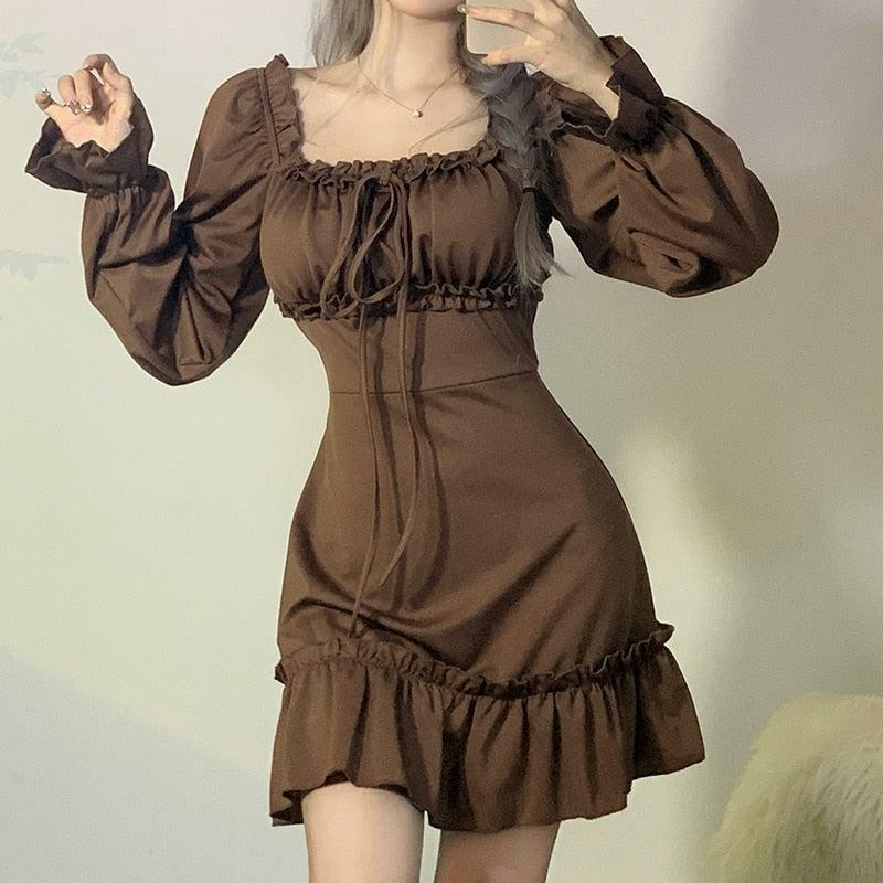 Fairy Grunge Ruffled Mini Dress - Aesthetic Soft Girl Style Outfit