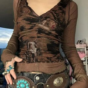 Fairy Grunge Sheer Mesh Top - Aesthetic Clothing for Unique Styles