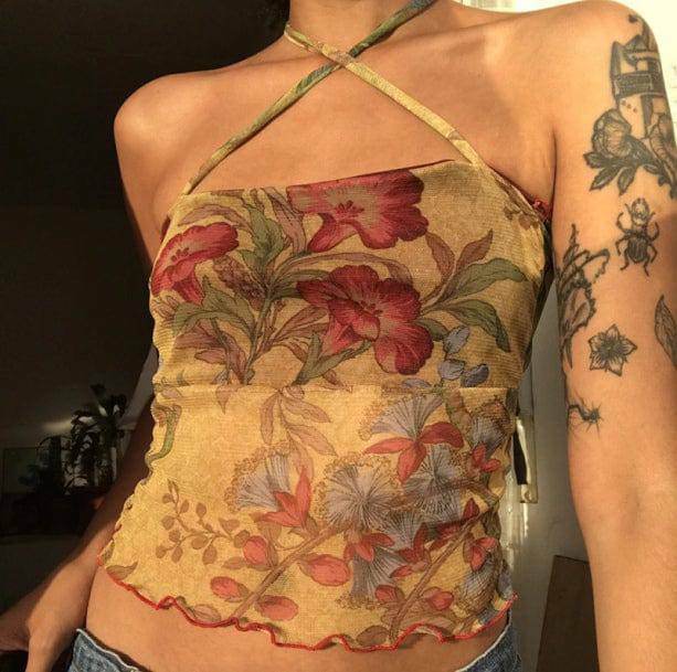 Floral Crop Top - Aesthetic Grunge Style Clothing for Trendy Outfits