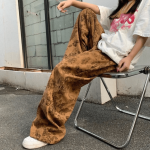 Floral Print Vintage Pants - Aesthetic Outfit for Soft Girl Style