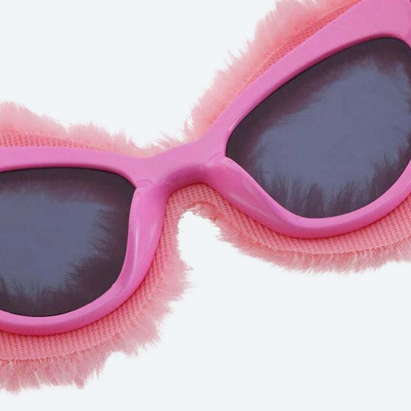 Fluffy Cat Eye Sunglasses for Grunge Style & Aesthetic Outfits