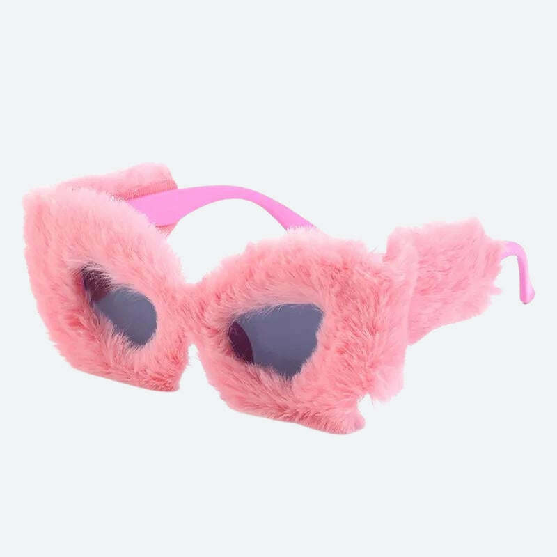 Fluffy Cat Eye Sunglasses for Grunge Style & Aesthetic Outfits