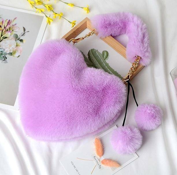 Fluffy Heart Bag: Cute Aesthetic Accessory for Soft Girl and Grunge Styles