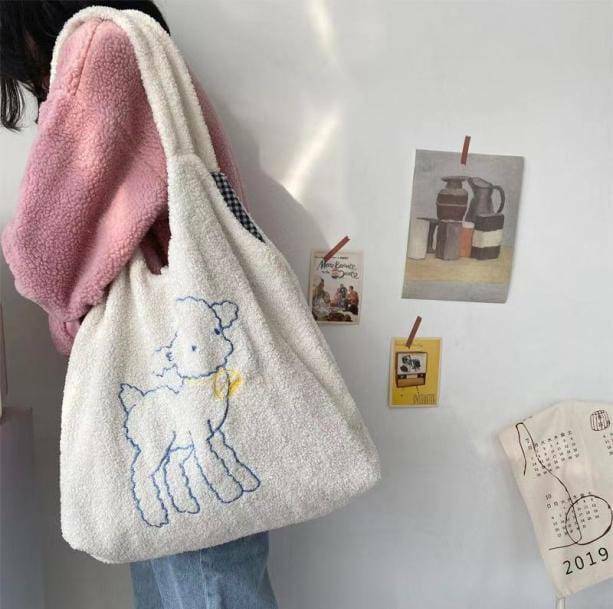 Fluffy Sheep Bag: Cute Aesthetic Accessory for Soft Girl & Grunge Styles