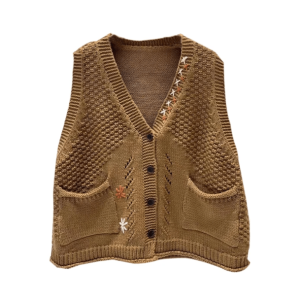 Goblincore Cropped Sweater Vest - Grunge Style Backless Top for Aesthetic Outfits