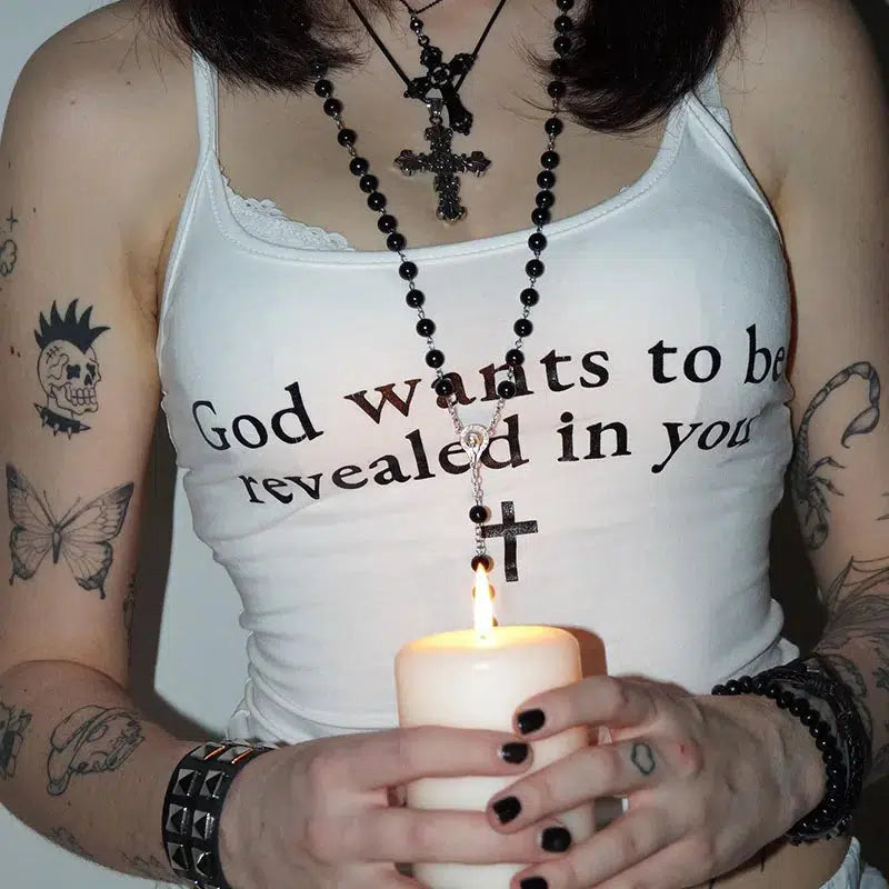 God Wants To Be Revealed: Grunge Style Cropped Sweater Vest & Aesthetic Outfit