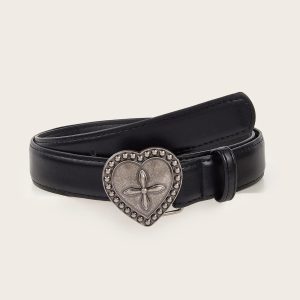 Goth Heart & Cross Belt: Grunge Style Clothing for Aesthetic Outfits