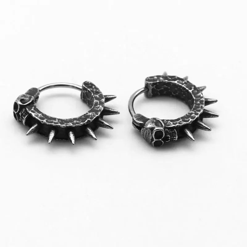 Goth Skull Spiked Hoop Earrings for Grunge and Aesthetic Outfits