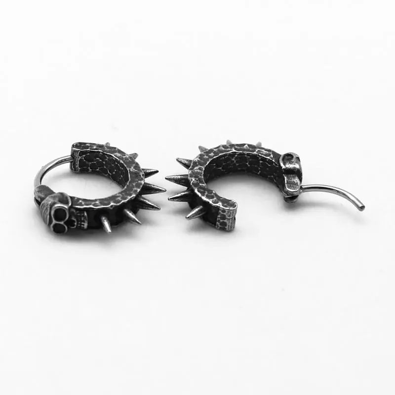 Goth Skull Spiked Hoop Earrings for Grunge and Aesthetic Outfits