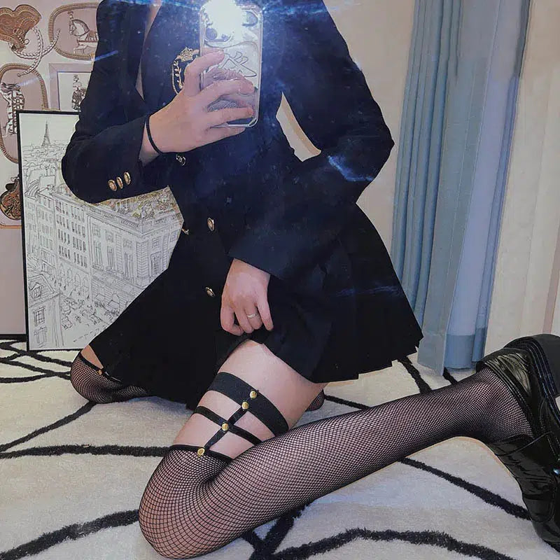 Grunge Fishnet Thigh High Socks for Aesthetic Outfits & Soft Girl Style